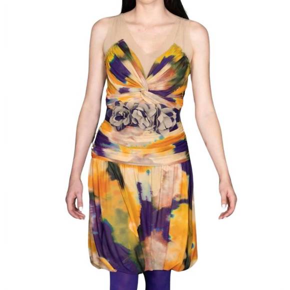 NEW PETIT POIS BY VIVIANA G afterglow draped dress in gold multi - Picture 1 of 2
